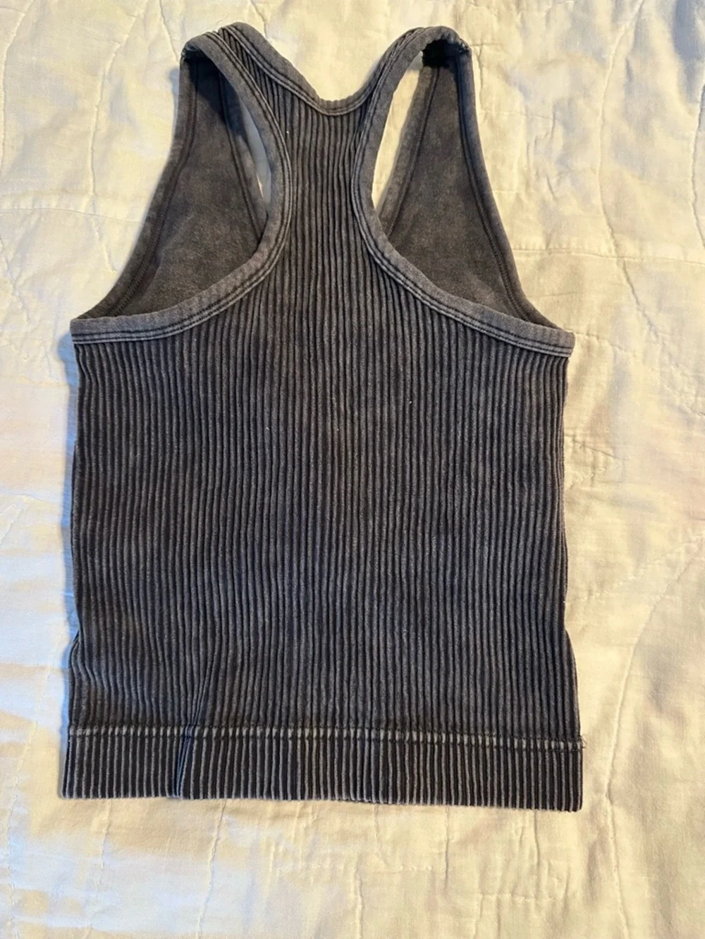 Zenana Outfitters Washed Ribbed Racerback V-Neck Tank Top. - Picture 2 of 2